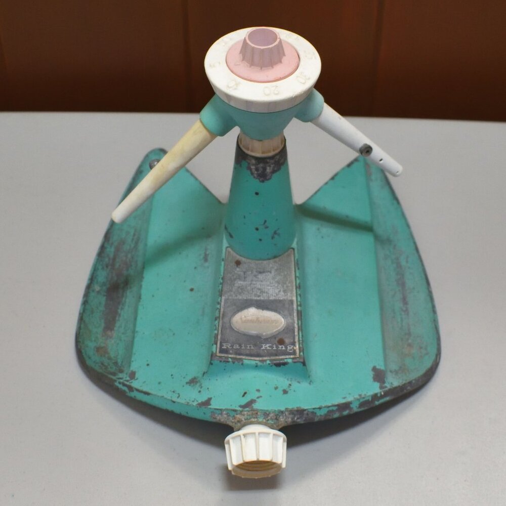 Vtg Sunbeam Rain King K4 Green Metal Rotating Lawn Garden Sprinkler K-4 Tested
